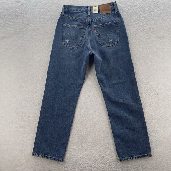Levi's 501 '90s Jeans Women 26x30 Blue Straight Destroyed Button Fly Denim Big E - Picture 10 of 16